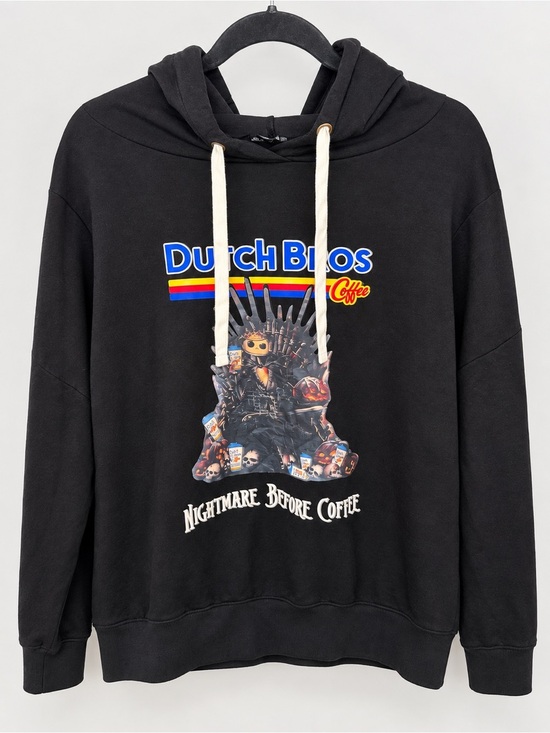 Buffalo David Bitton Tops - Dutch Bros Nightmare Before Coffee Fan Made Graphic Hoodie Black Size Large